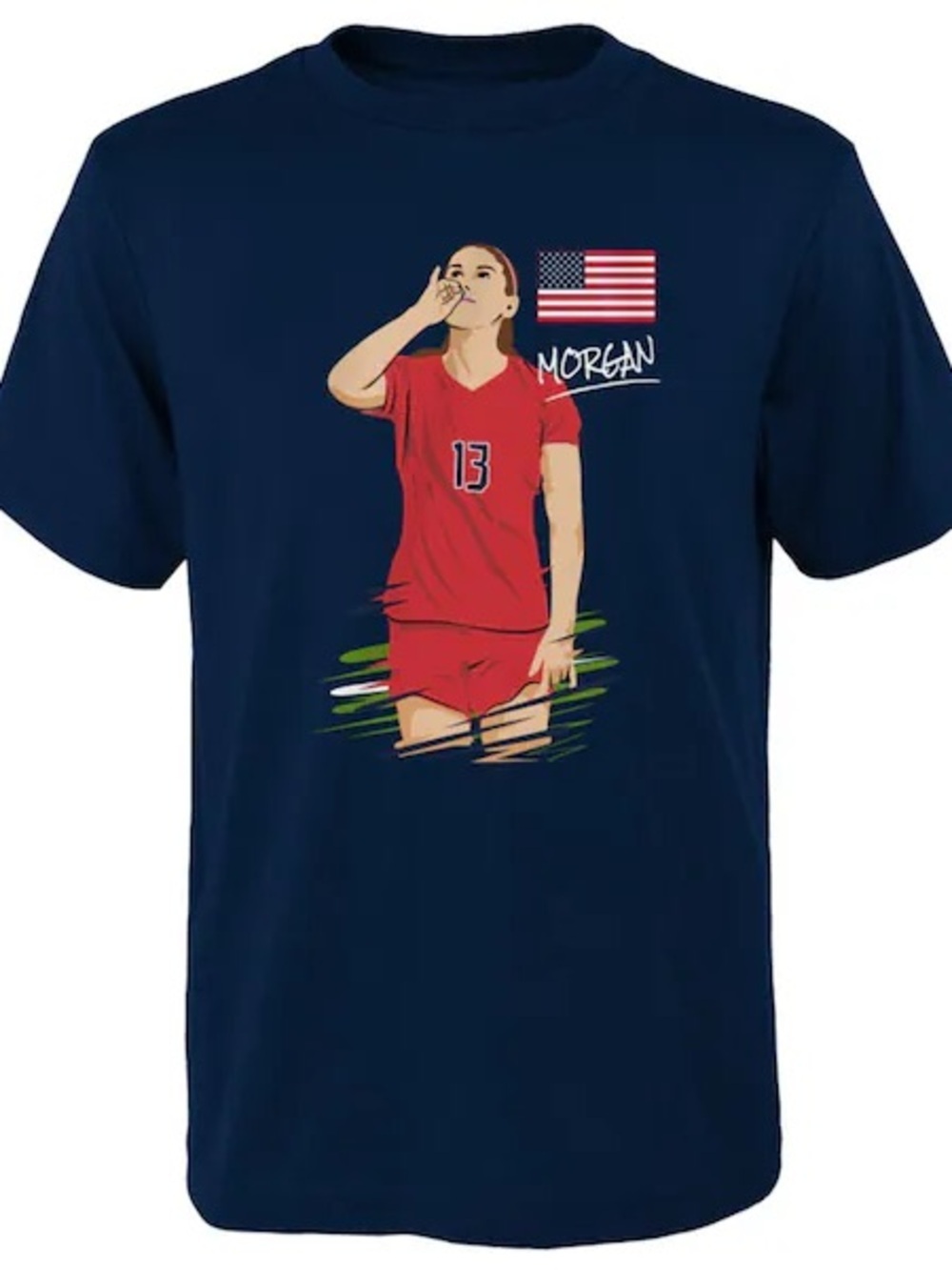 US Soccer Girls Size Medium T-Shirt Navy Blue Alex Morgan USWNT 2019 World Cup